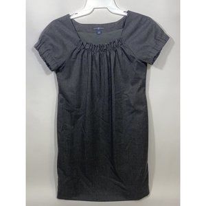 Gap Dress Cap Sleeve Dark Gray Grey Knee Length Elastic Sleeves Wool Blend Small